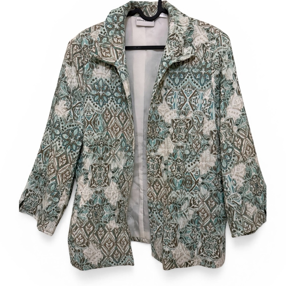 Alfred Dunner Printed Open Front Jacket – Size 16